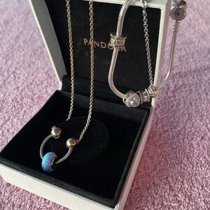 Pandora Horseshoe Charm Necklace And Charm Bracelet